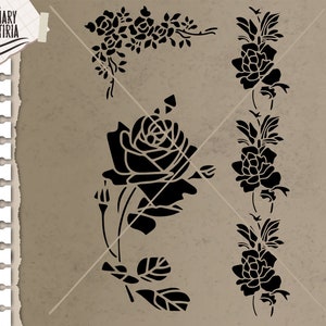 Stencil Rose svg, dxf, cut files svg, eps, png, Files for Cricut, Silhouette, Cameo, For laser, Digital Files Instant Download