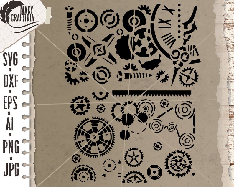 Stencils Gears Svg Dxf Stencil Steampunk Svg Stencil Dxf | Etsy