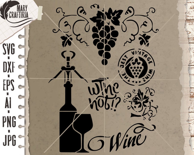 Stencil Wine Svg Dxf Eps Stencil Grapes Svg Dxf Eps Cut - Etsy