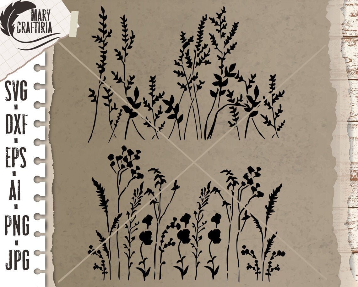 Stencil Plants Svg Stencil Grass Svg Stencil Svg Dxf Eps Etsy
