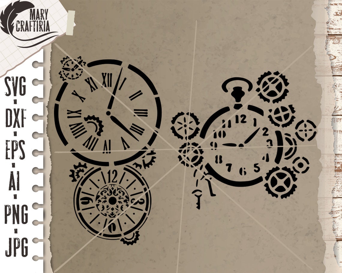 Schablonen Uhr svg Stencil svg Zahnräder svg dxf eps svg - Etsy Schweiz