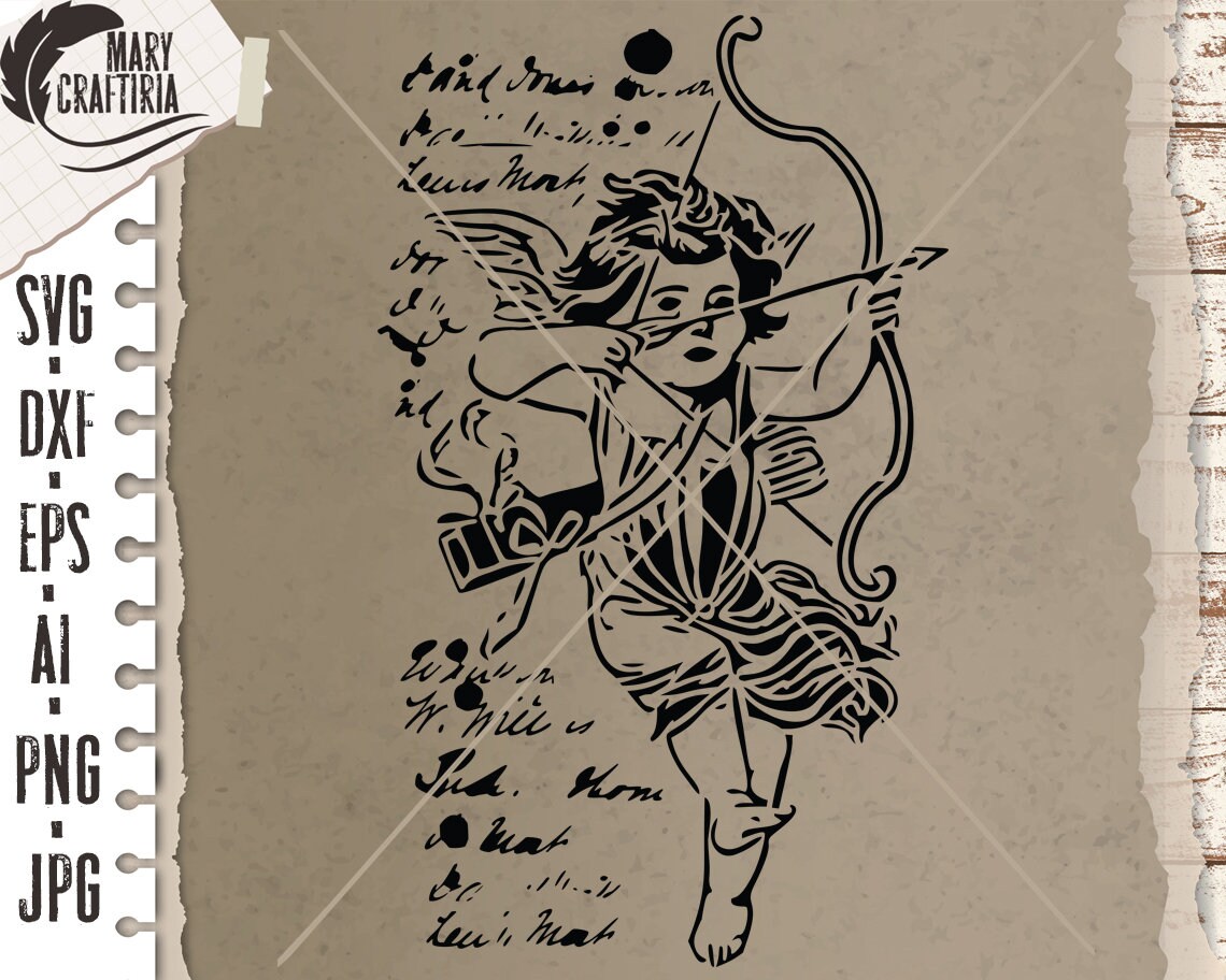 Stencil Angel svg, dxf, stencil love svg, dxf, eps, png, Files for Cricut,  Silhouette, Cameo, Digital Files Instant Download