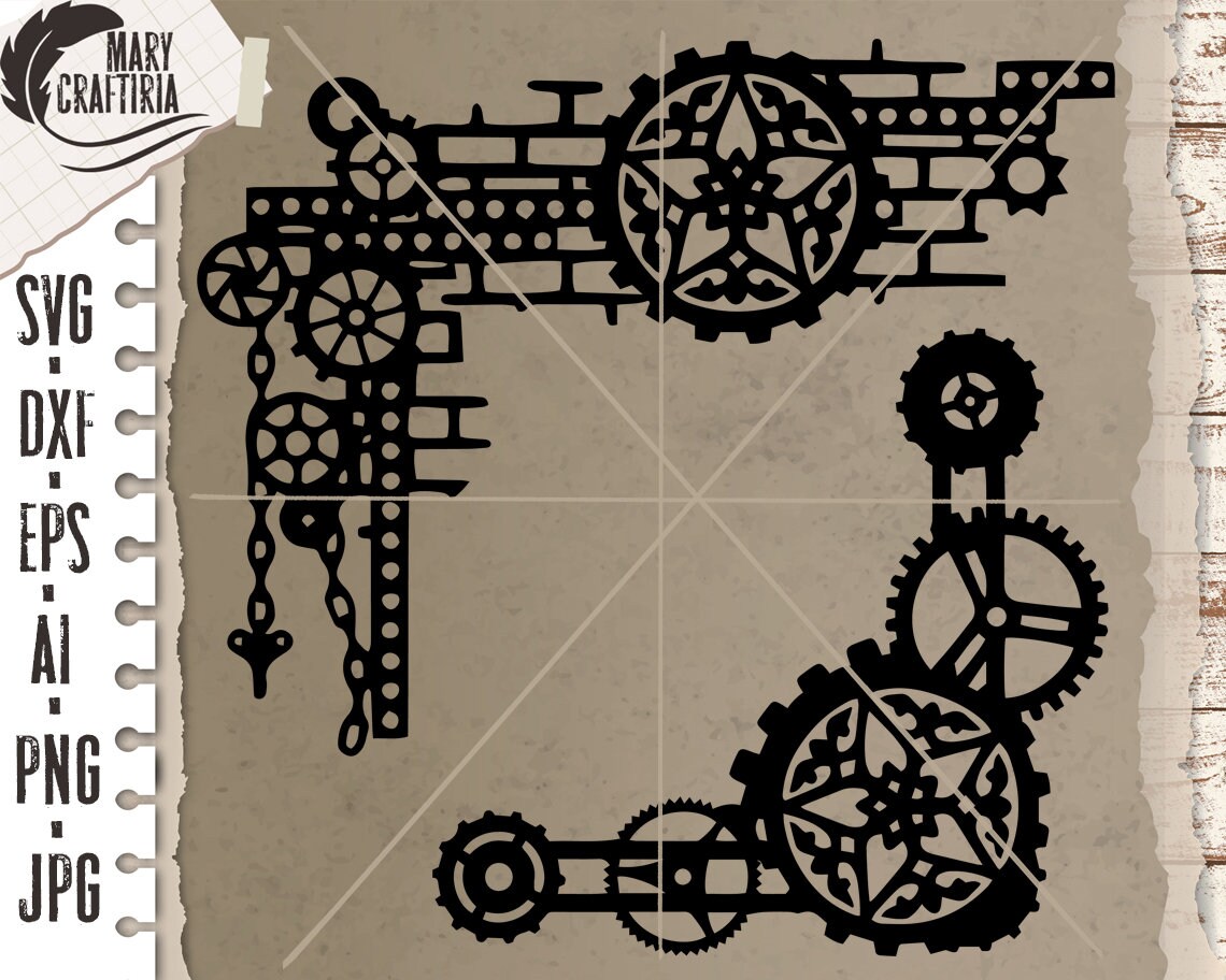 Corner steampunk svg steam mechanism svg cut files svg dxf | Etsy