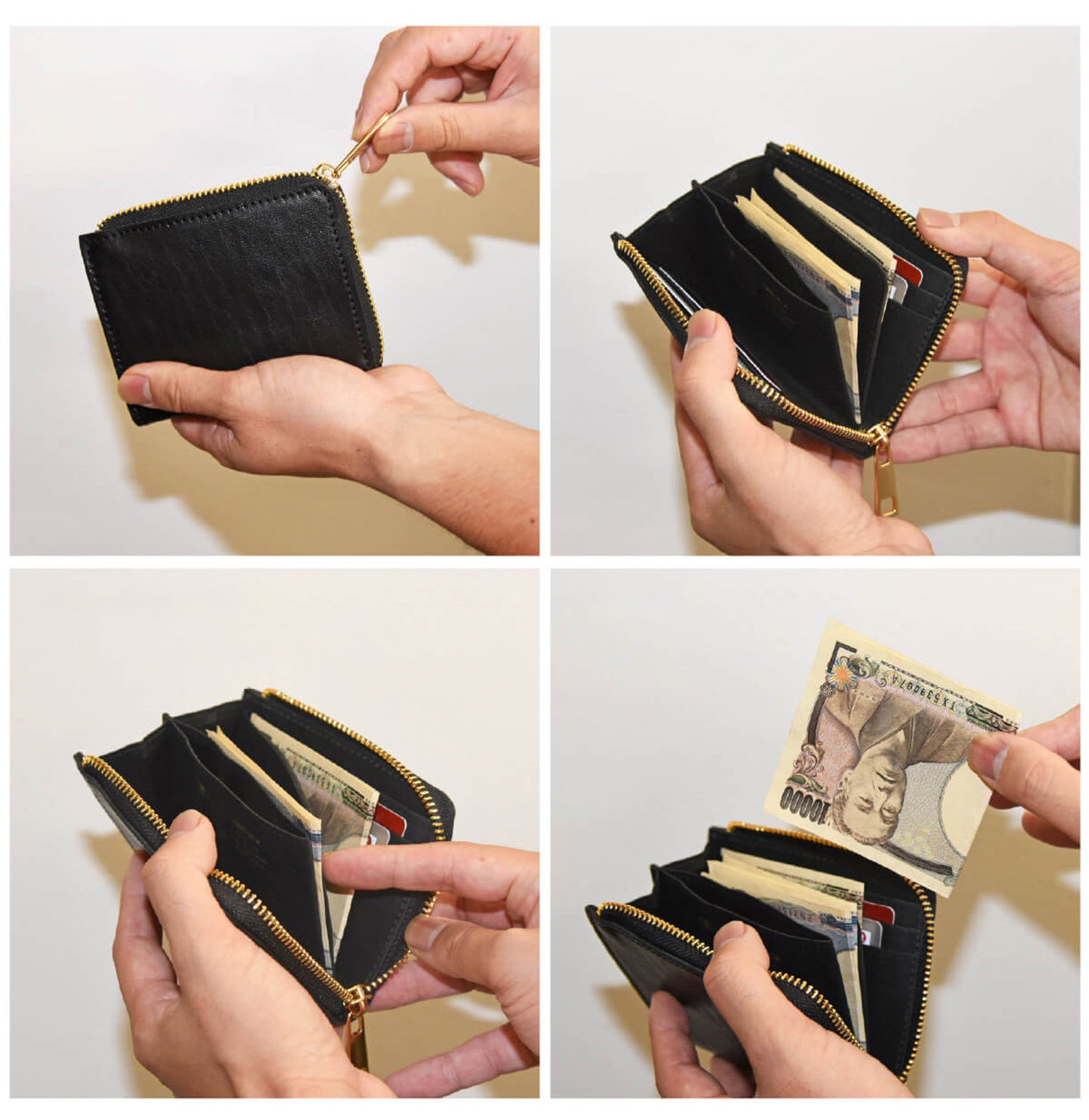 Made in Japan leather mini wallet Slim wallet Zipper Etsy
