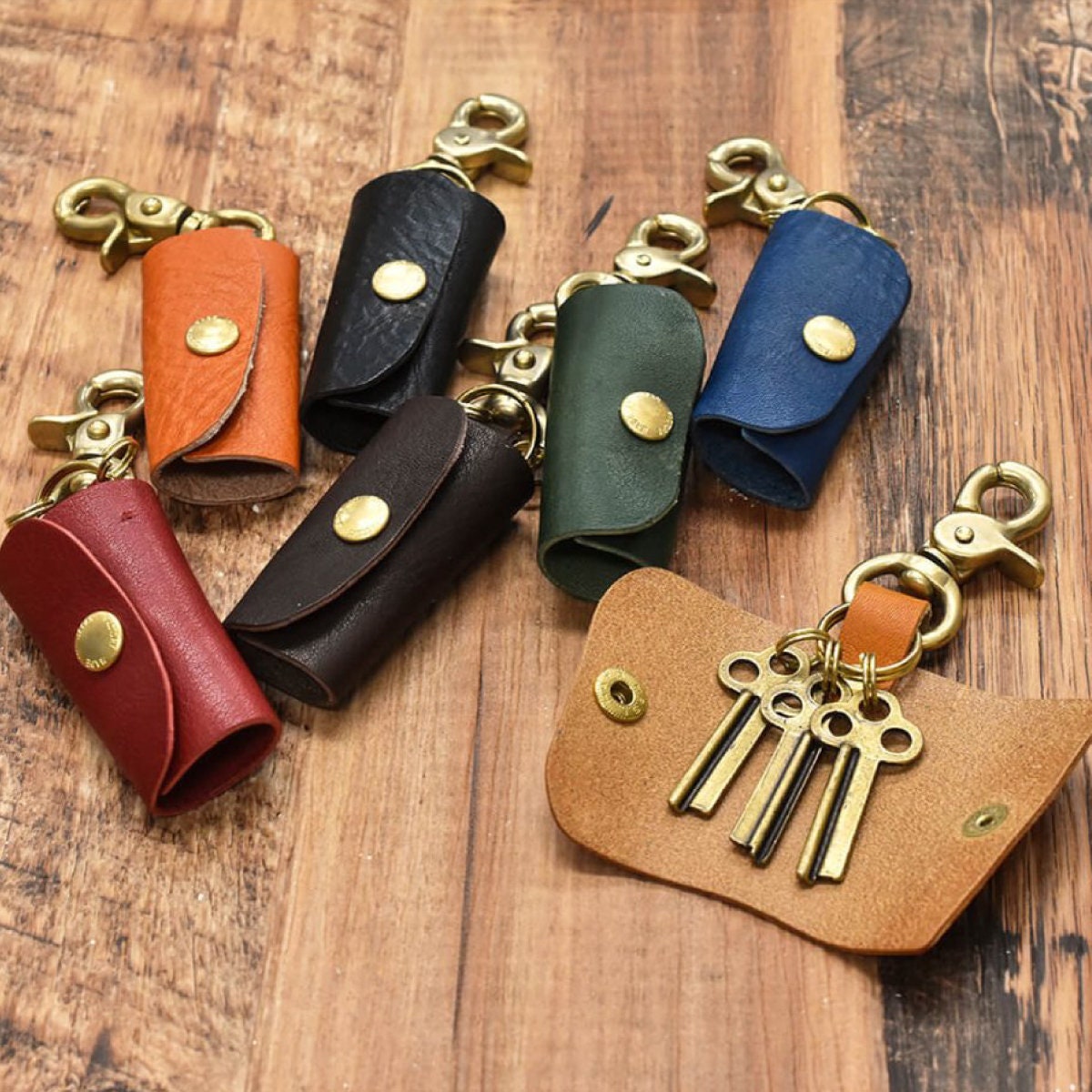 Tochigi Leather Key Case Brass Lever Made in Japan Genuine - Etsy