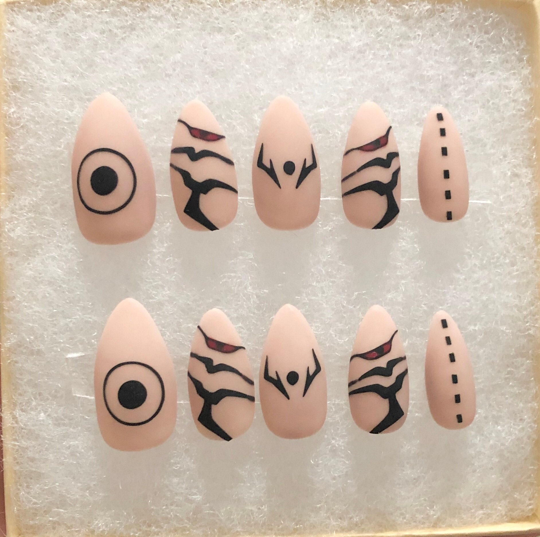 Matte Nude Anime Demon medium claws  Nails