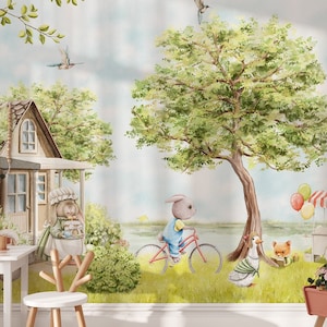 Wallpaper bambini a strappo | Murale da parete in acquerello per bambini