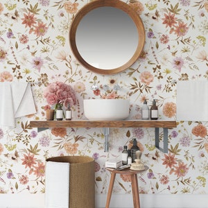 Little Soft Floral Wallpaper Wild Floral Wall Mural Field Flowers Wallpaper Peel and Stick zdjęcie 1