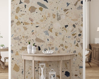 Cool Terrazzo Pattern Wallpaper, Terrazzo Wall Mural, Trendy Texture, Peel and Stick, Living Room Wallpaper