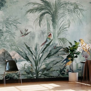 Tropical Wallpaper Peel and Stick | Tropical Landscape Wall Mural