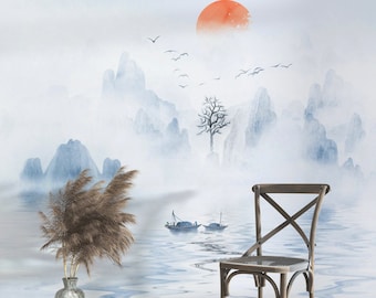 Chinoiserie Wallpaper Peel and Stick | Landscape Wall Mural