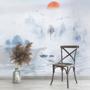 Chinoiserie Wallpaper Peel and Stick | Landscape Wall Mural