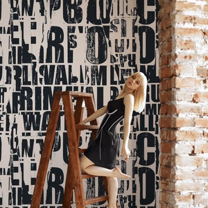 Text Wallpaper schälen und aufkleben | Handzeichnung Text Wandbild | Kalligraphie-Kunst-Tapete