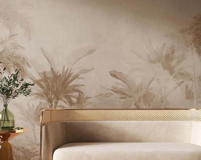 Featured listing image: Sepia Landscape Wallpaper, Tree Wall Mural, Scene Wallpaper, Panoramique Wall Mural, Peel and Stick Removable Wallpaper