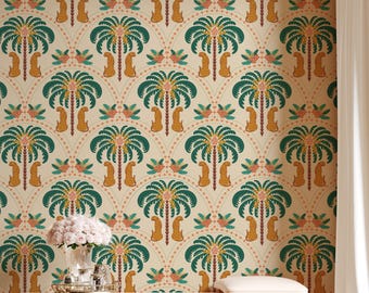 Zdejmowana tapeta | Fototapeta boho tropikalna | Tapeta z palmą do odklejenia i przyklejenia