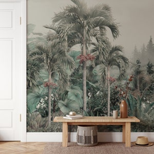 Forest Wallpaper Peel and Stick, Vintage Tropical Forest Wall Mural ...