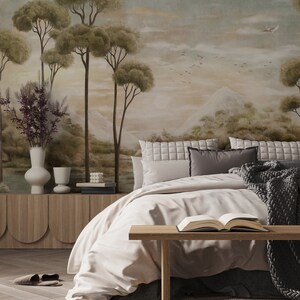 Vintage Landscape Wallpaper Scenic Wall Mural Rural Wallpaper Peel and Stick Removable Wallpaper zdjęcie 2