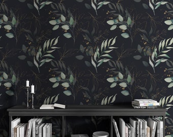 Botanical Wallpaper Peel and Stick | Dark Twigs Wall Mural | Removable Wallpaper