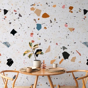 Contemporary Terrazzo Wallpaper Peel and Stick | Terrazzo Pattern Wall Mural | Modern Wallpaper