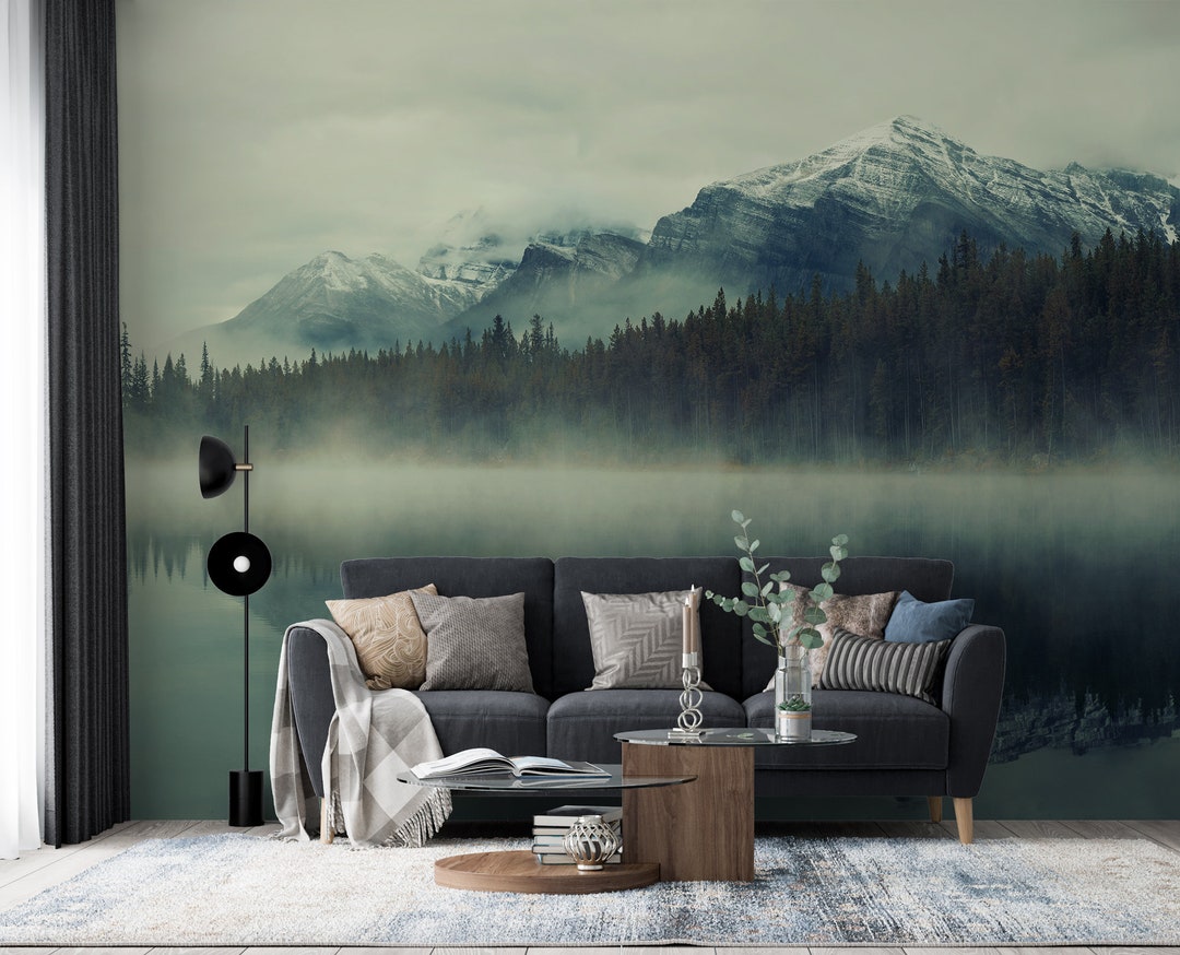 Misty Lake and Mountain Wallpaper | Serene Nature Wall Mural | Peel and ...