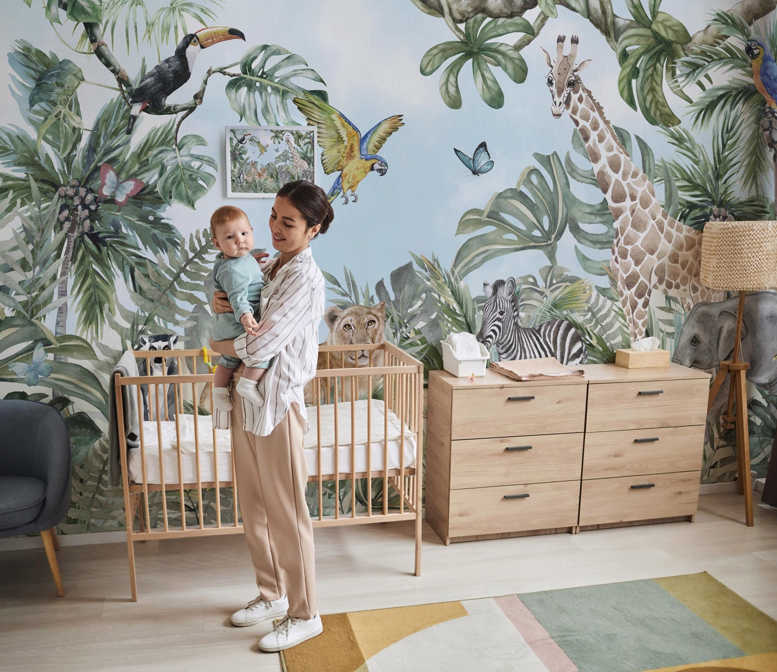 Jungle Safari Animals Wallpaper | Nursery & Kids Room Decor | Peel and ...