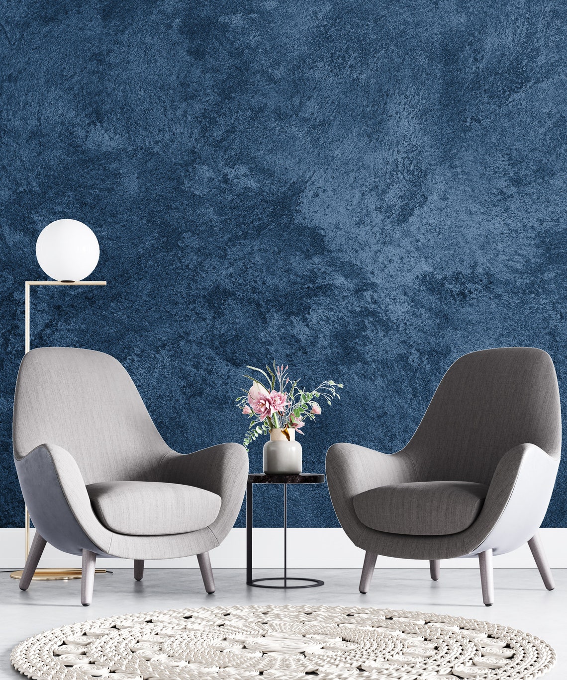 Dark Blue Concrete Wallpaper Concrete Texture Removable Etsy Australia