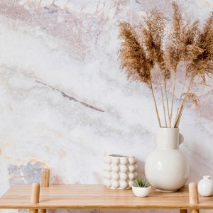 Peut inclure: Un vase en c&eacute;ramique de couleur claire contenant des herbes de la pampa s&eacute;ch&eacute;es brunes, un petit pot blanc textur&eacute; &agrave; bulles, un minuscule bol blanc avec une petite plante succulente verte et un petit vase soliflore blanc.