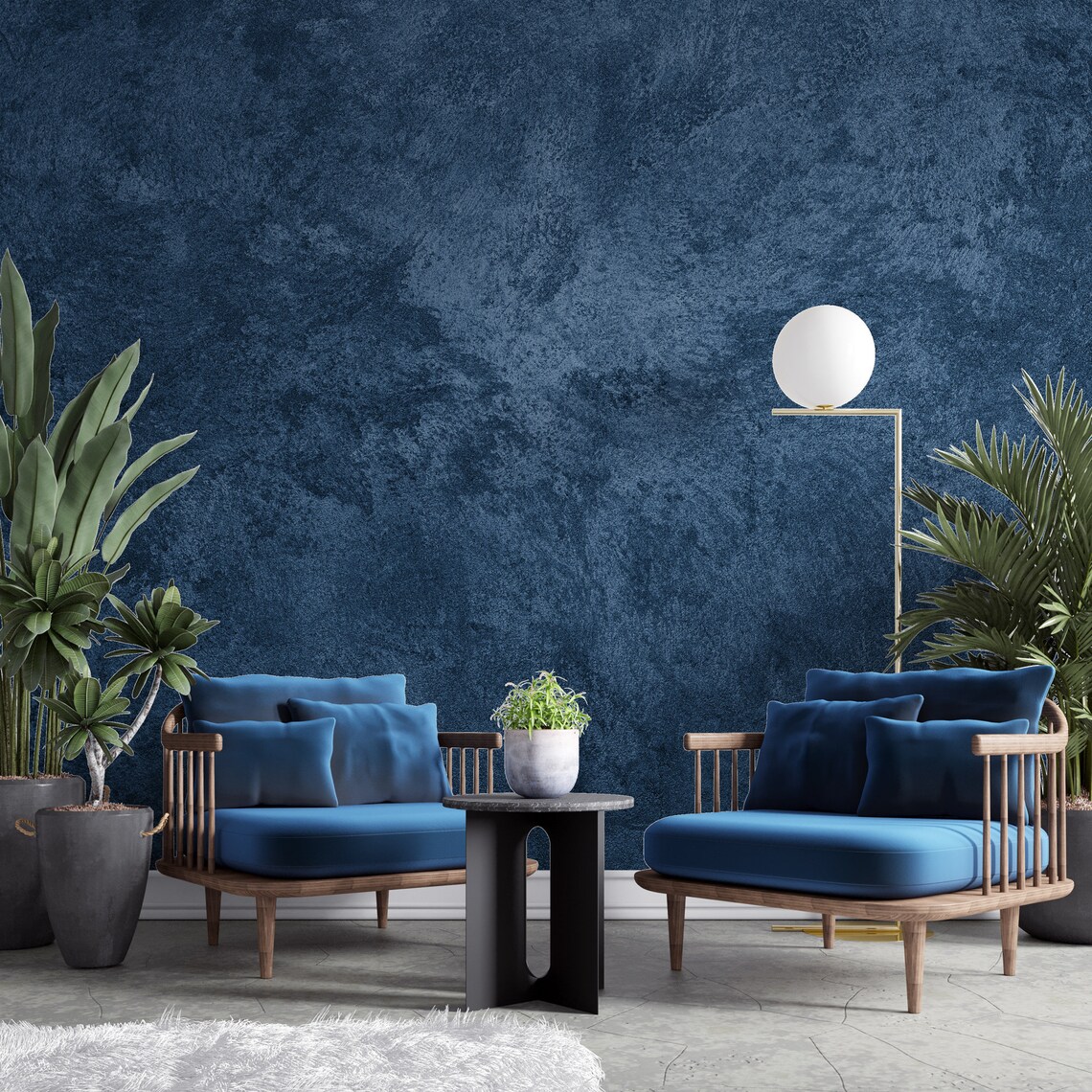 Dark Blue Concrete Wallpaper Concrete Texture Removable Etsy Australia