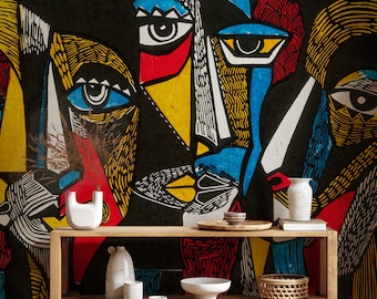 Abstract Art Wallpaper | Modern Geometric Wall Mural | Removable Peel and Stick