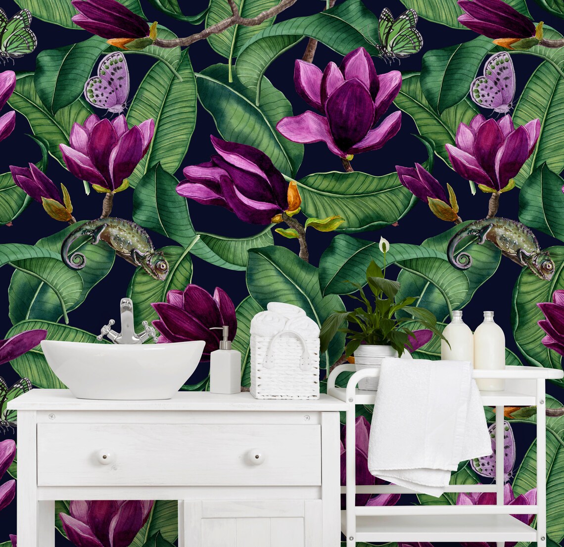 Banana Leaf Wallpaper Exotic Leaves Wall Mural Tropical | Etsy