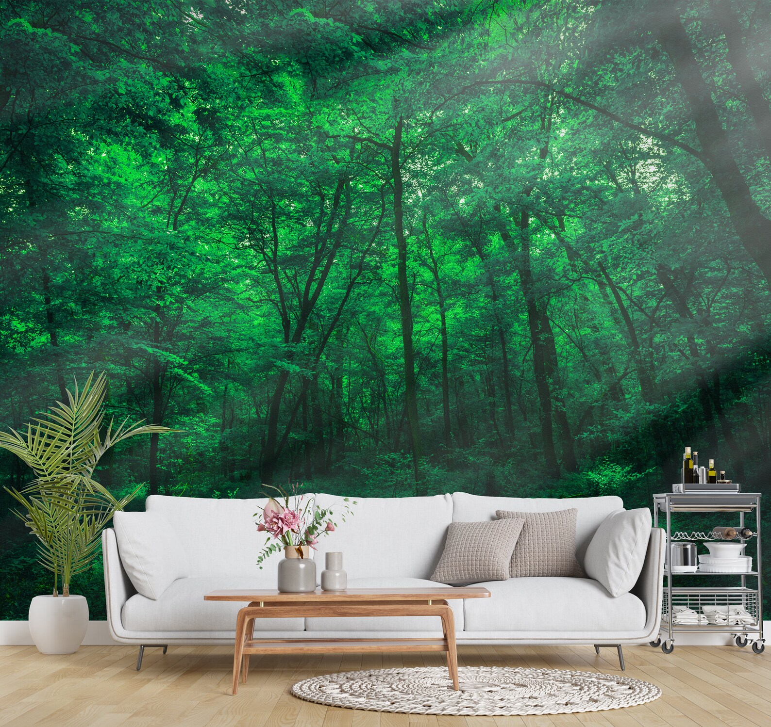 Green Forest Peel and Stick Wallpaper - Rainforest Wall Mural - Etsy
