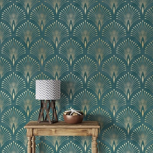 Removable Geometric Ornament Wallpaper, Peel and Stick Wallpaper, Art Deco Wall Mural