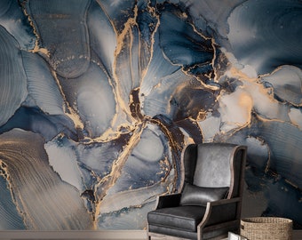 Marmeren behang | Abstract kunstbehang Peel and Stick | Modern verwijderbaar behang