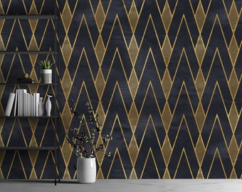 Geometrische Tapete schälen und aufkleben | Abnehmbare Art Deco Tapete