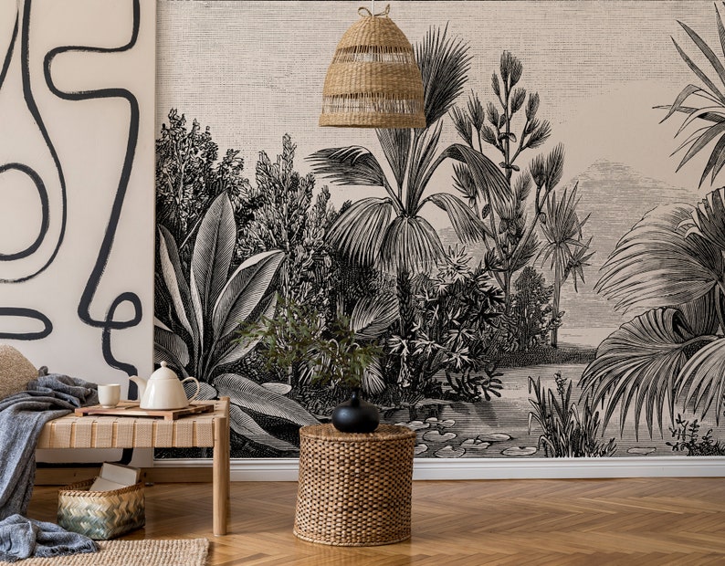 Landscape Wallpaper Peel and Stick Monochrome Landscape Wall Mural image 7