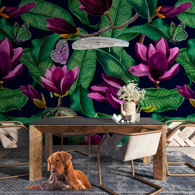 Banana Leaf Wallpaper Exotic Leaves Wall Mural Tropical - Etsy