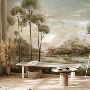 Vintage Landscape Wallpaper Scenic Wall Mural Rural Wallpaper Peel and Stick Removable Wallpaper zdjęcie 5