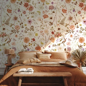 Little Soft Floral Wallpaper Wild Floral Wall Mural Field Flowers Wallpaper Peel and Stick zdjęcie 6