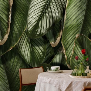 Big Leaf Wallpaper Peel and Stick, Leaf Wall Mural