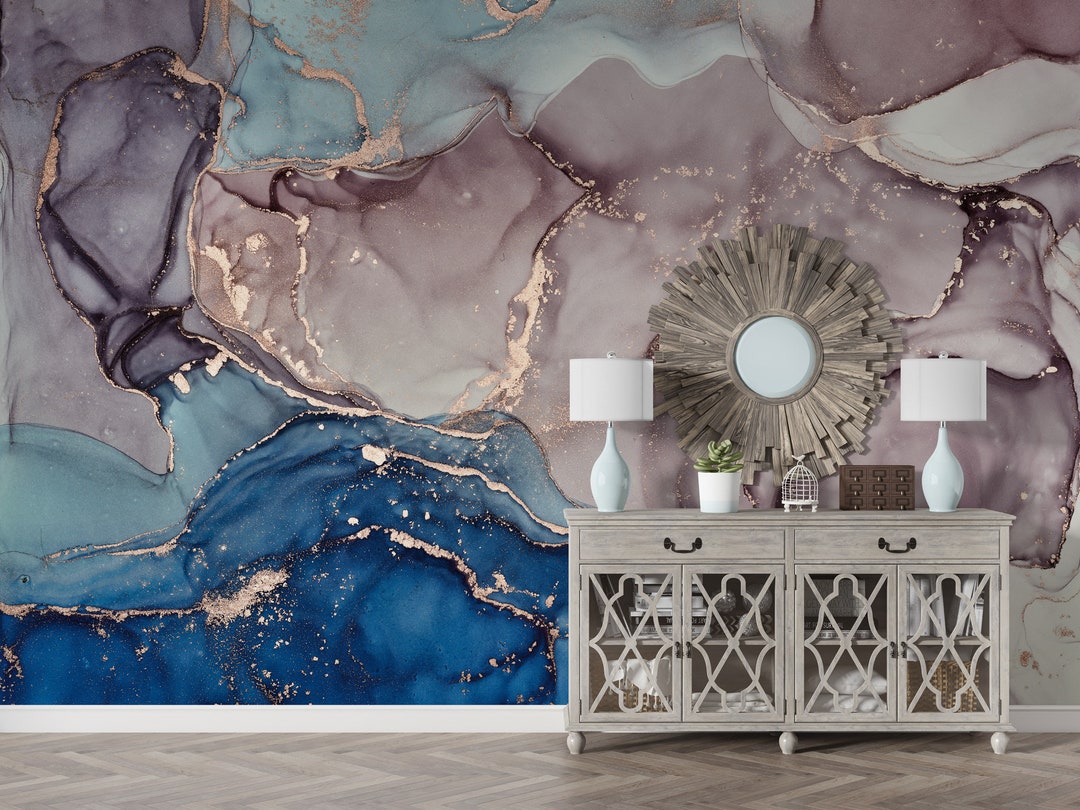 Colorful Marble Look Wallpaper Marble Art Wallpaper Peel Etsy