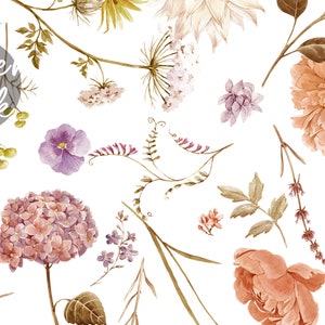 Little Soft Floral Wallpaper Wild Floral Wall Mural Field Flowers Wallpaper Peel and Stick zdjęcie 8