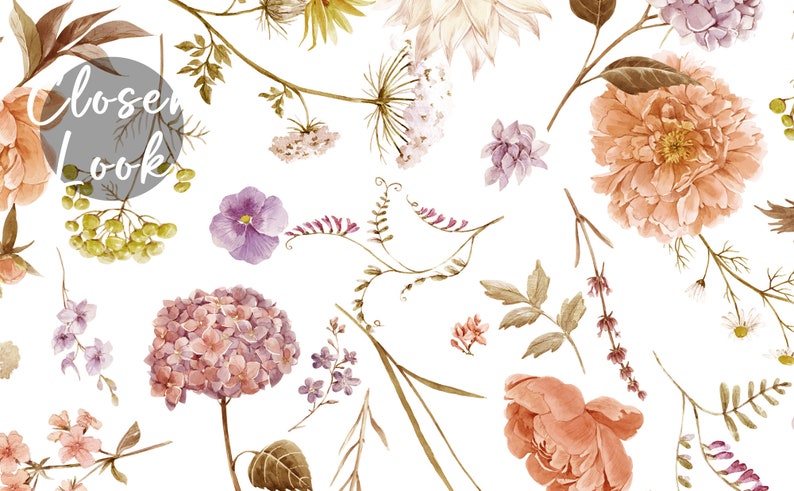 Little Soft Floral Wallpaper Wild Floral Wall Mural Field Flowers Wallpaper Peel and Stick zdjęcie 8