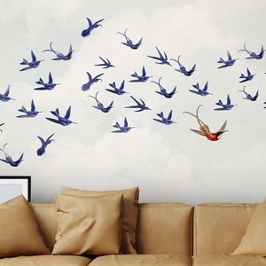 Bird Wallpaper Peel and Stick | Swallow Bird Wall Mural | Nature Wallpaper Peel and Stick Removable