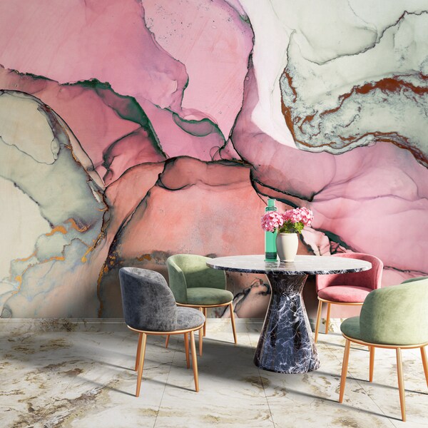 Marble Wallpaper Mural Etsy