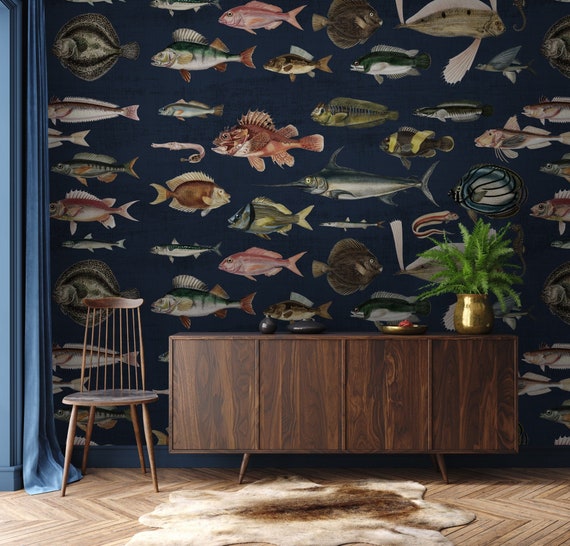 Vintage Fish Wallpaper Peel and Stick Removable Wallpaper Fish