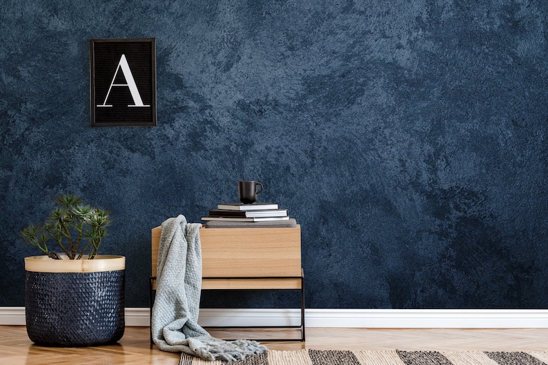 Dark Blue Concrete Wallpaper Concrete Texture Removable image 1 - ideas for an accent wall