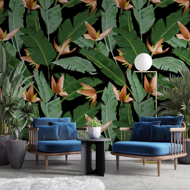 Banana Leaf Wallpaper Peel and Stick Tropical Wallpaper - Etsy