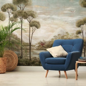 Vintage Landscape Wallpaper Scenic Wall Mural Rural Wallpaper Peel and Stick Removable Wallpaper zdjęcie 4