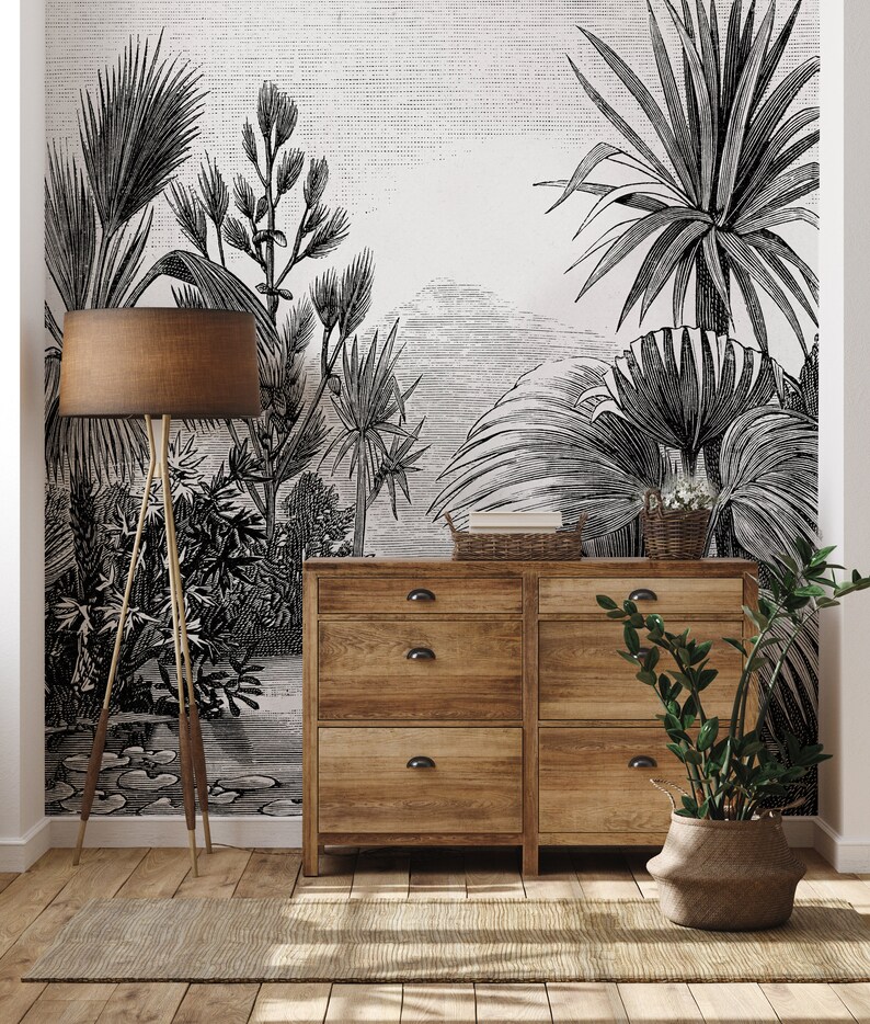 Landscape Wallpaper Peel and Stick Monochrome Landscape Wall Mural image 8