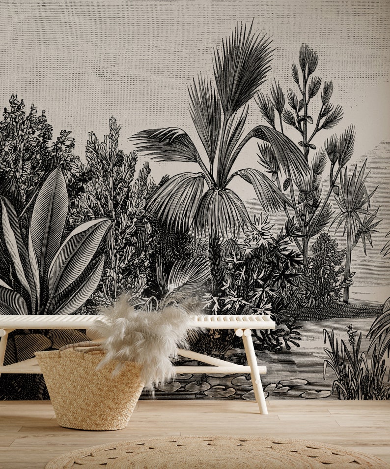 Landscape Wallpaper Peel and Stick Monochrome Landscape Wall Mural image 4